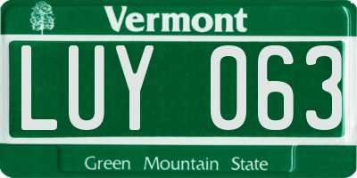 VT license plate LUY063