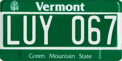 VT license plate LUY067