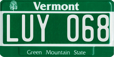 VT license plate LUY068