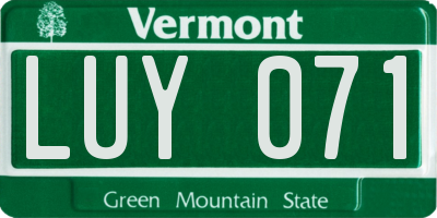 VT license plate LUY071