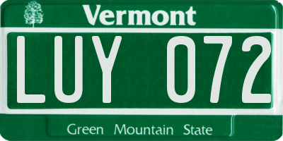 VT license plate LUY072