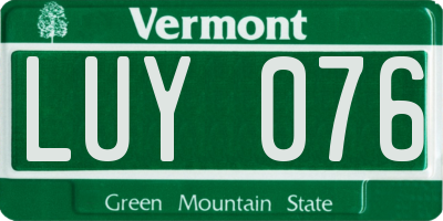 VT license plate LUY076