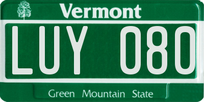 VT license plate LUY080