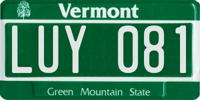 VT license plate LUY081