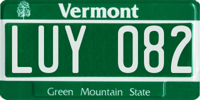 VT license plate LUY082