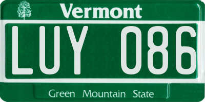 VT license plate LUY086