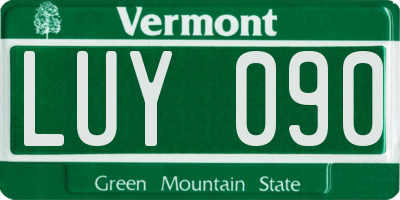 VT license plate LUY090