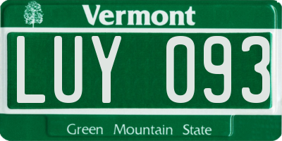 VT license plate LUY093
