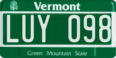 VT license plate LUY098