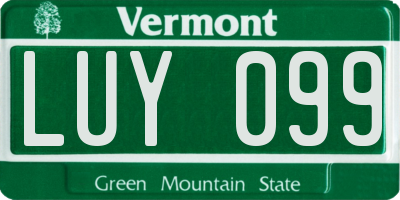 VT license plate LUY099