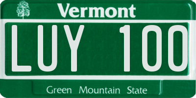 VT license plate LUY100