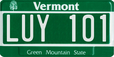 VT license plate LUY101