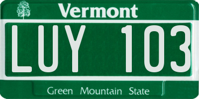 VT license plate LUY103
