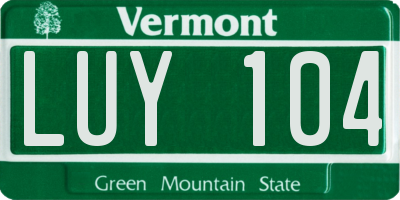 VT license plate LUY104