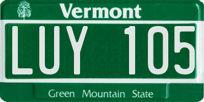 VT license plate LUY105