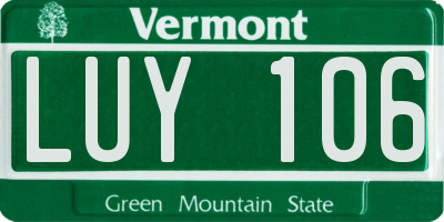 VT license plate LUY106