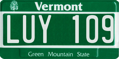 VT license plate LUY109