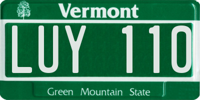 VT license plate LUY110