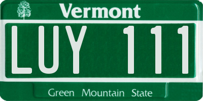 VT license plate LUY111