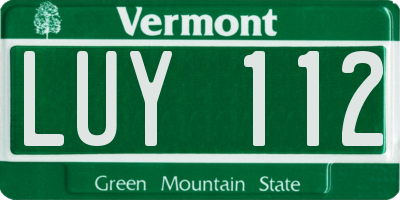VT license plate LUY112