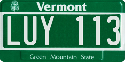 VT license plate LUY113