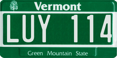 VT license plate LUY114