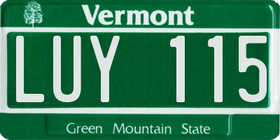 VT license plate LUY115