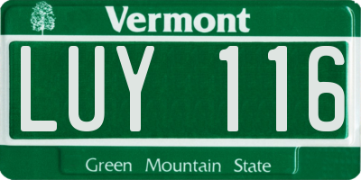 VT license plate LUY116