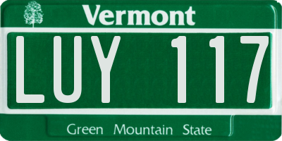 VT license plate LUY117
