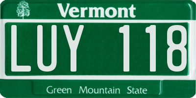 VT license plate LUY118