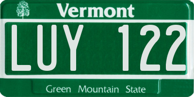 VT license plate LUY122