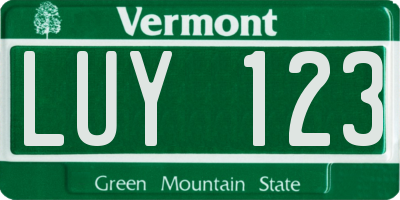 VT license plate LUY123