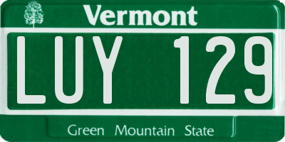 VT license plate LUY129