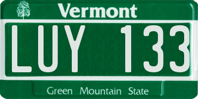 VT license plate LUY133