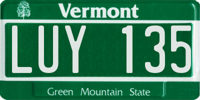 VT license plate LUY135
