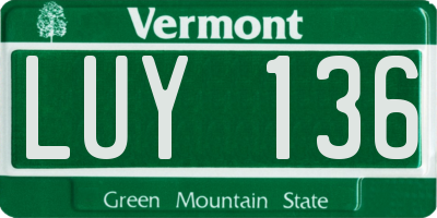 VT license plate LUY136