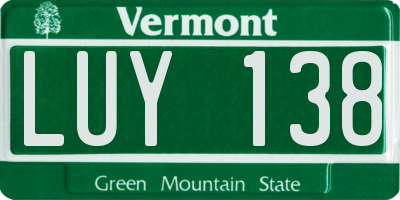 VT license plate LUY138