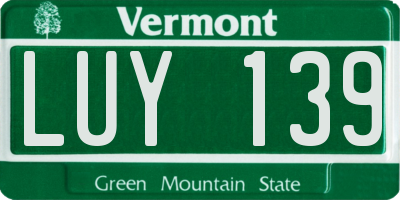 VT license plate LUY139