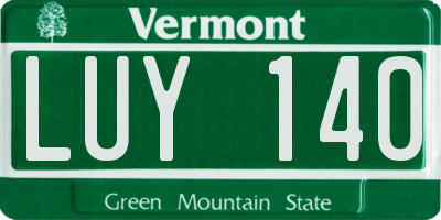 VT license plate LUY140