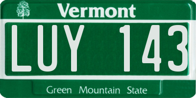 VT license plate LUY143