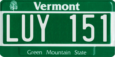 VT license plate LUY151