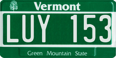 VT license plate LUY153