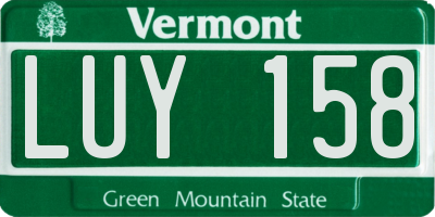 VT license plate LUY158