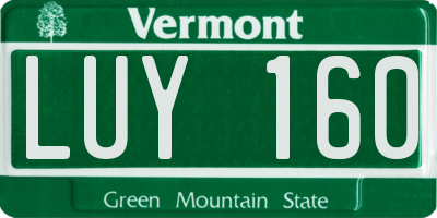 VT license plate LUY160