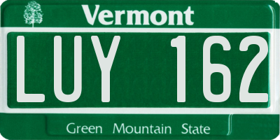 VT license plate LUY162