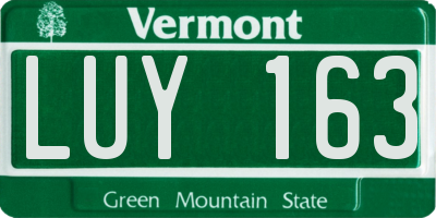 VT license plate LUY163
