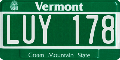 VT license plate LUY178
