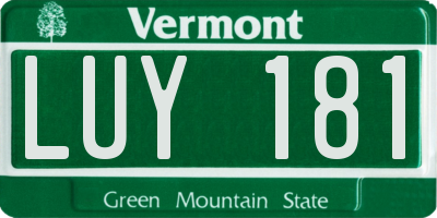 VT license plate LUY181