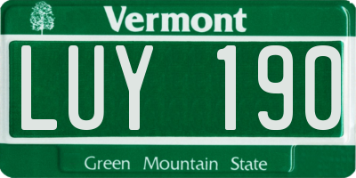 VT license plate LUY190