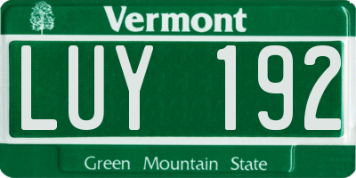 VT license plate LUY192